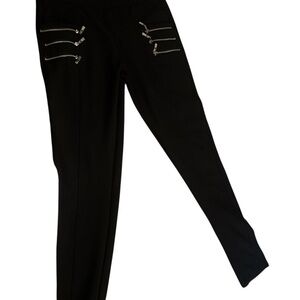 Black Zipper Detail Women's Pants